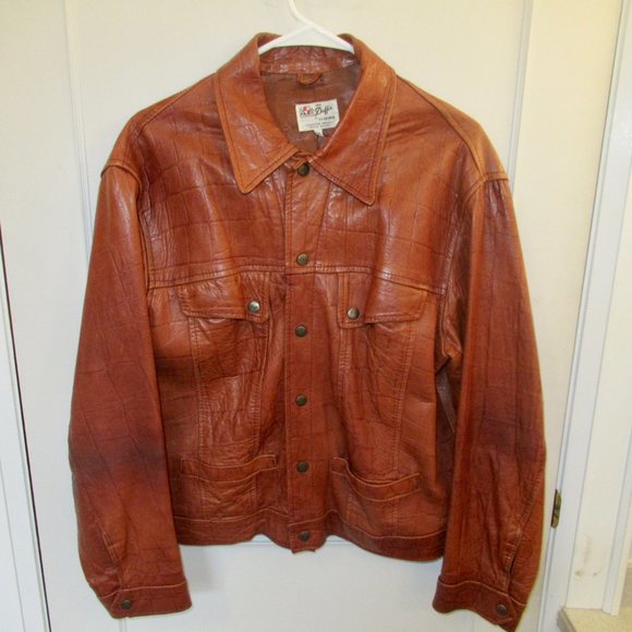 Made in England Duffer of St. George Men's Croc Print Leather Jacket Size L - Picture 3 of 12